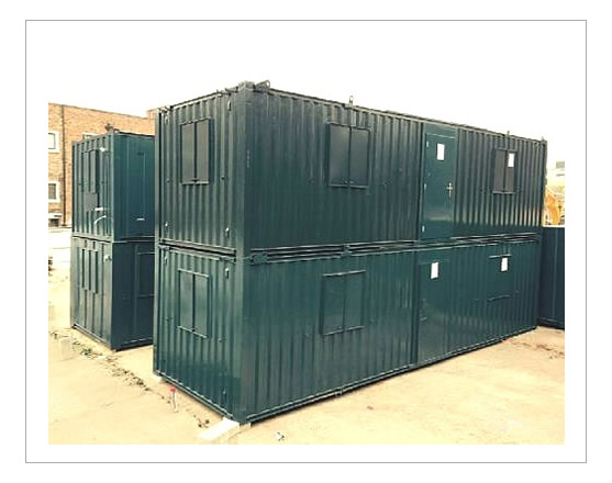 32ft by 10ft used anti vandal canteen and office container in dark green